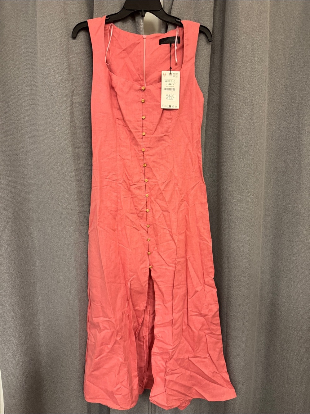 ZARA Sleeveless Coral Button-Front Women’s Dress
